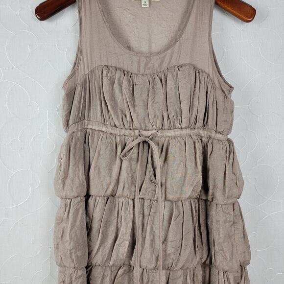 Ya Los Angeles Women Dress Size S Gray Metallic Sleeveless Tie Waist Tiered Mini - Picture 9 of 9